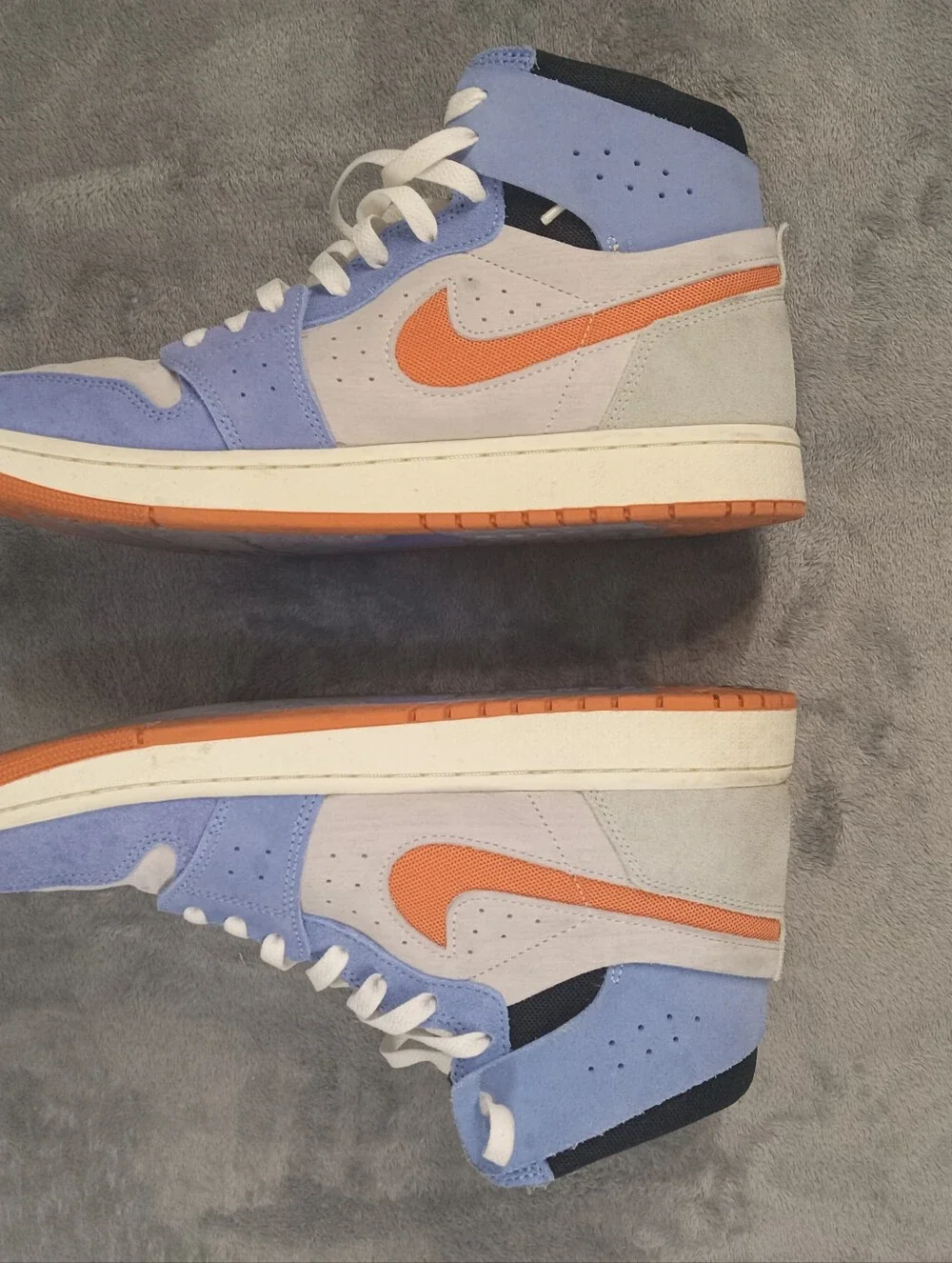 Air Jordan 1 High Top Sneakers - Blue, Orange, Cream Suede Size 11
